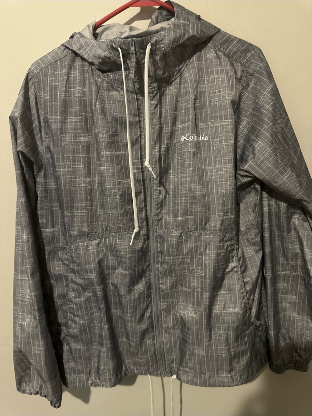 Columbia Womens Flash Forward Windbreaker Jacket Grey Print Size Medium